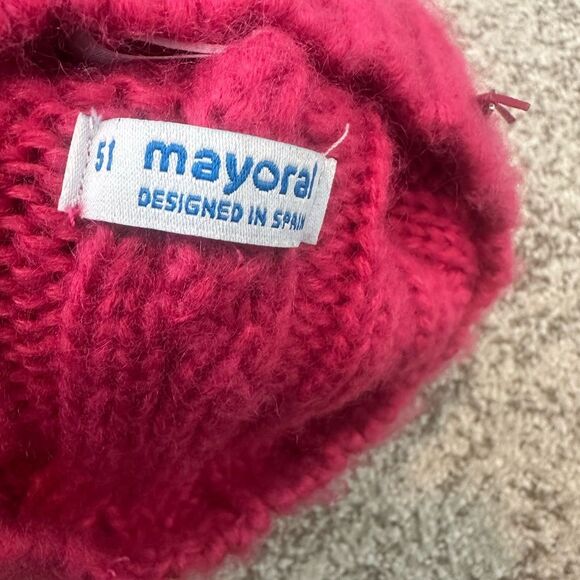 Mayoral Cable Knit Pink Pom Pom Hat 51 - Picture 6 of 7